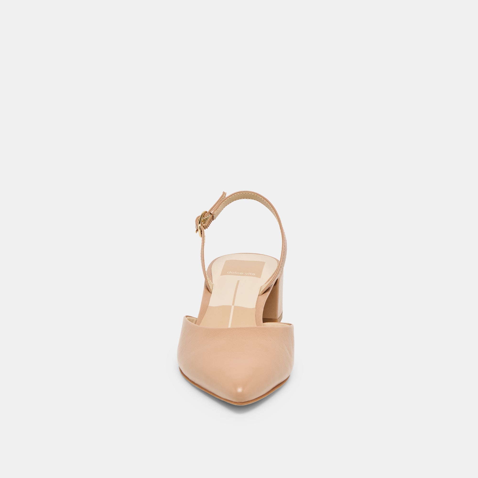 CAREL WIDE HEELS LT TAN CRINKLE PATENT LEATHER