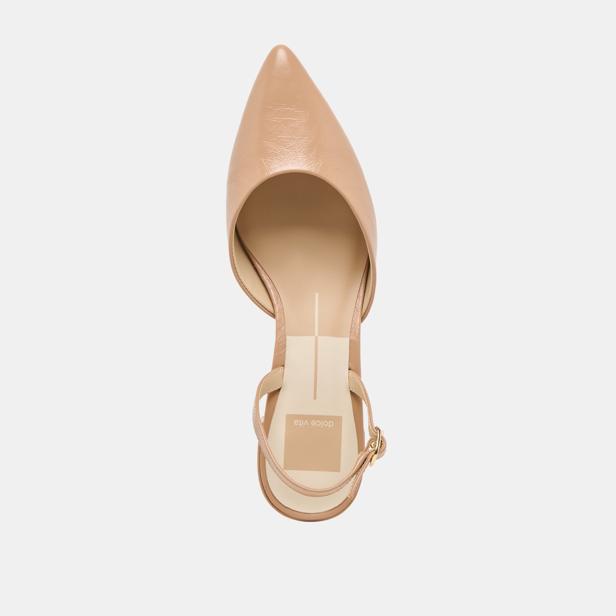 CAREL WIDE HEELS LT TAN CRINKLE PATENT LEATHER