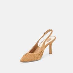 KEIRA HEELS LT BROWN SUEDE