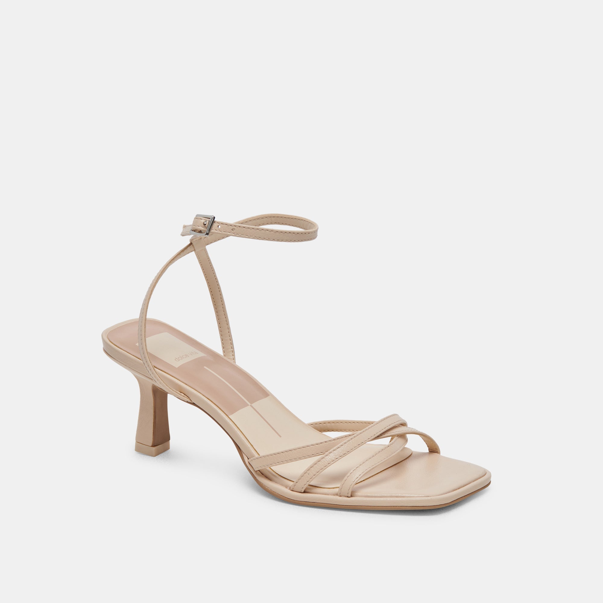 MANJI WIDE HEELS BONE PATENT LEATHER