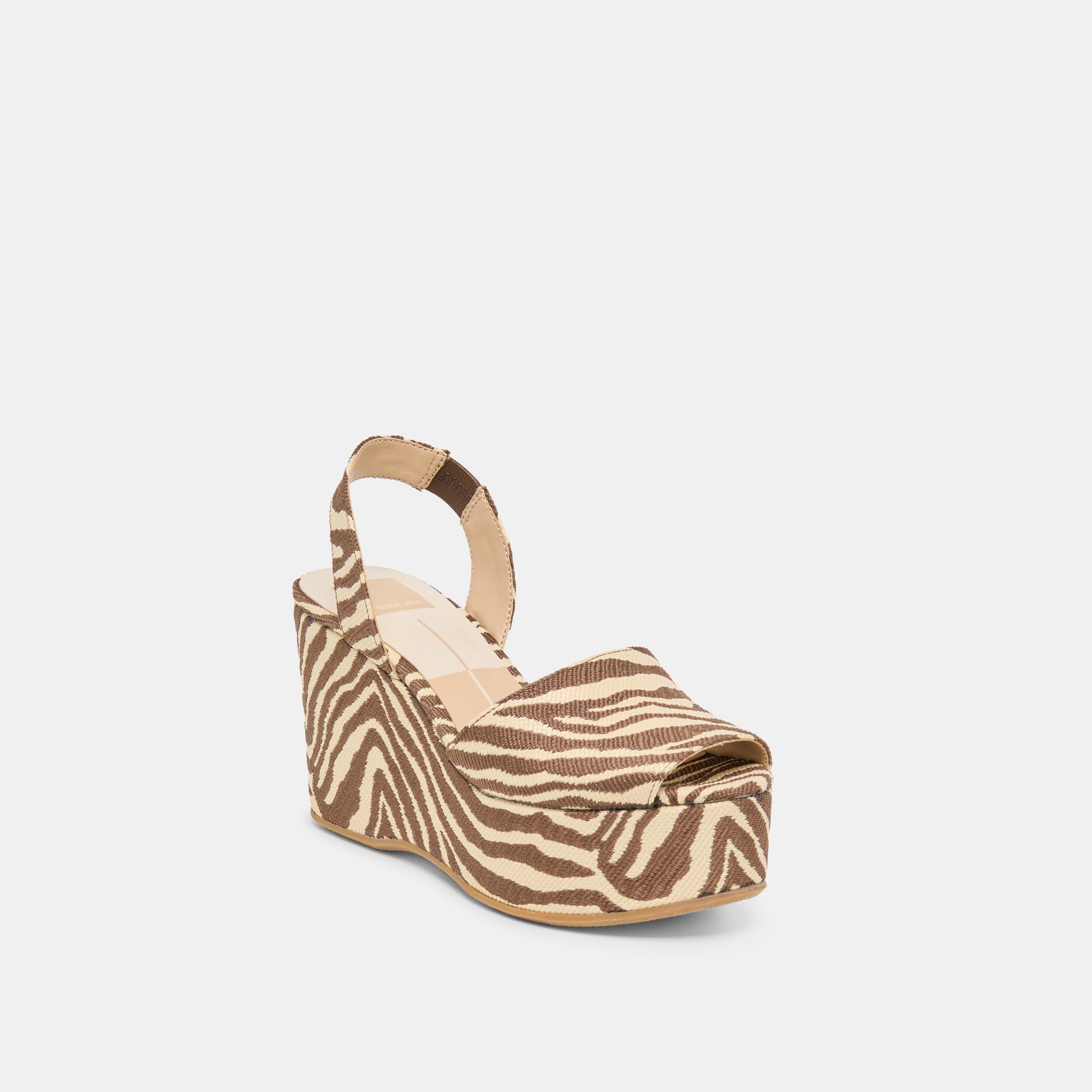 AKERA WEDGES BEIGE ZEBRA RAFFIA