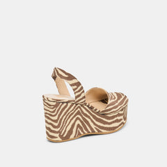 AKERA WEDGES BEIGE ZEBRA RAFFIA