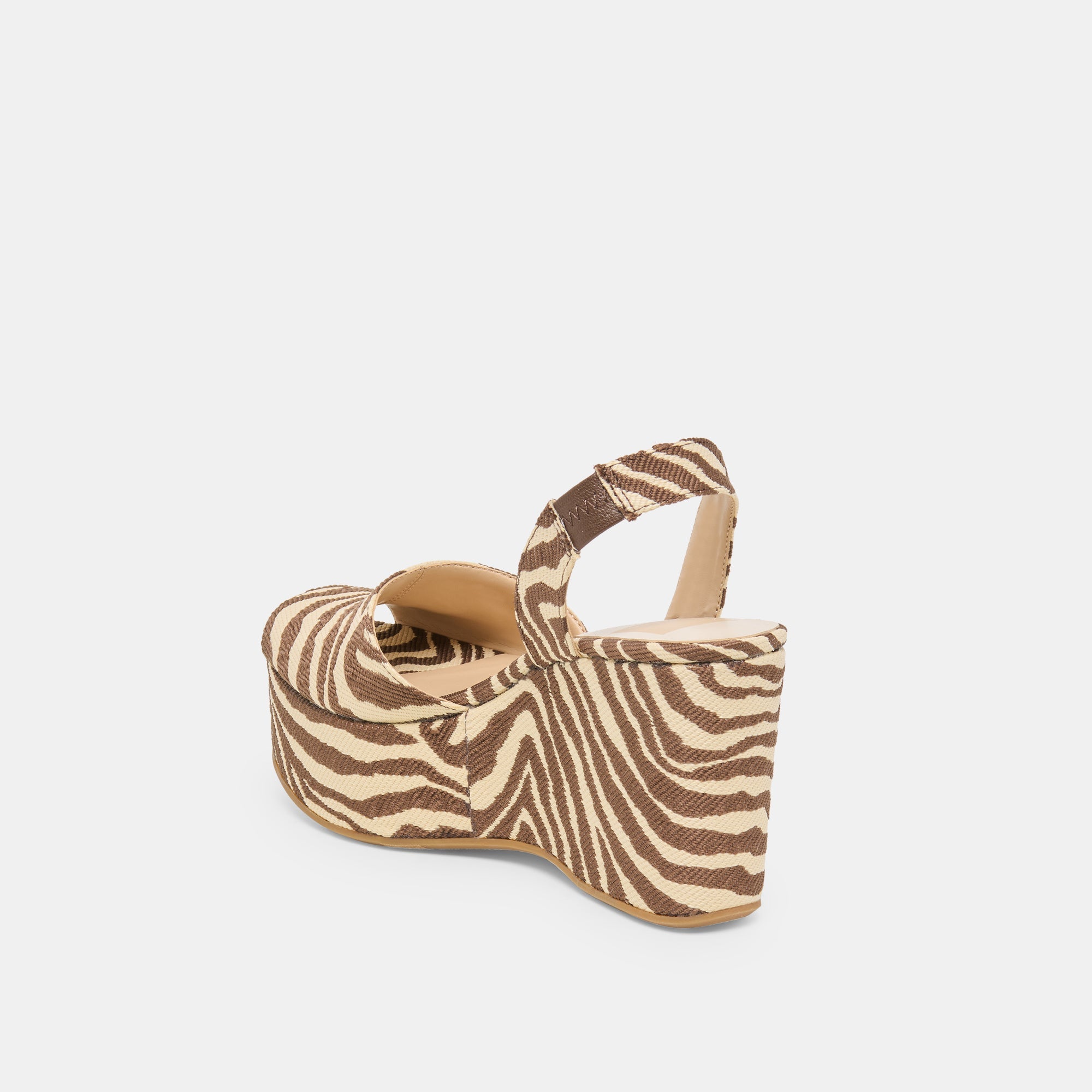 AKERA WEDGES BEIGE ZEBRA RAFFIA