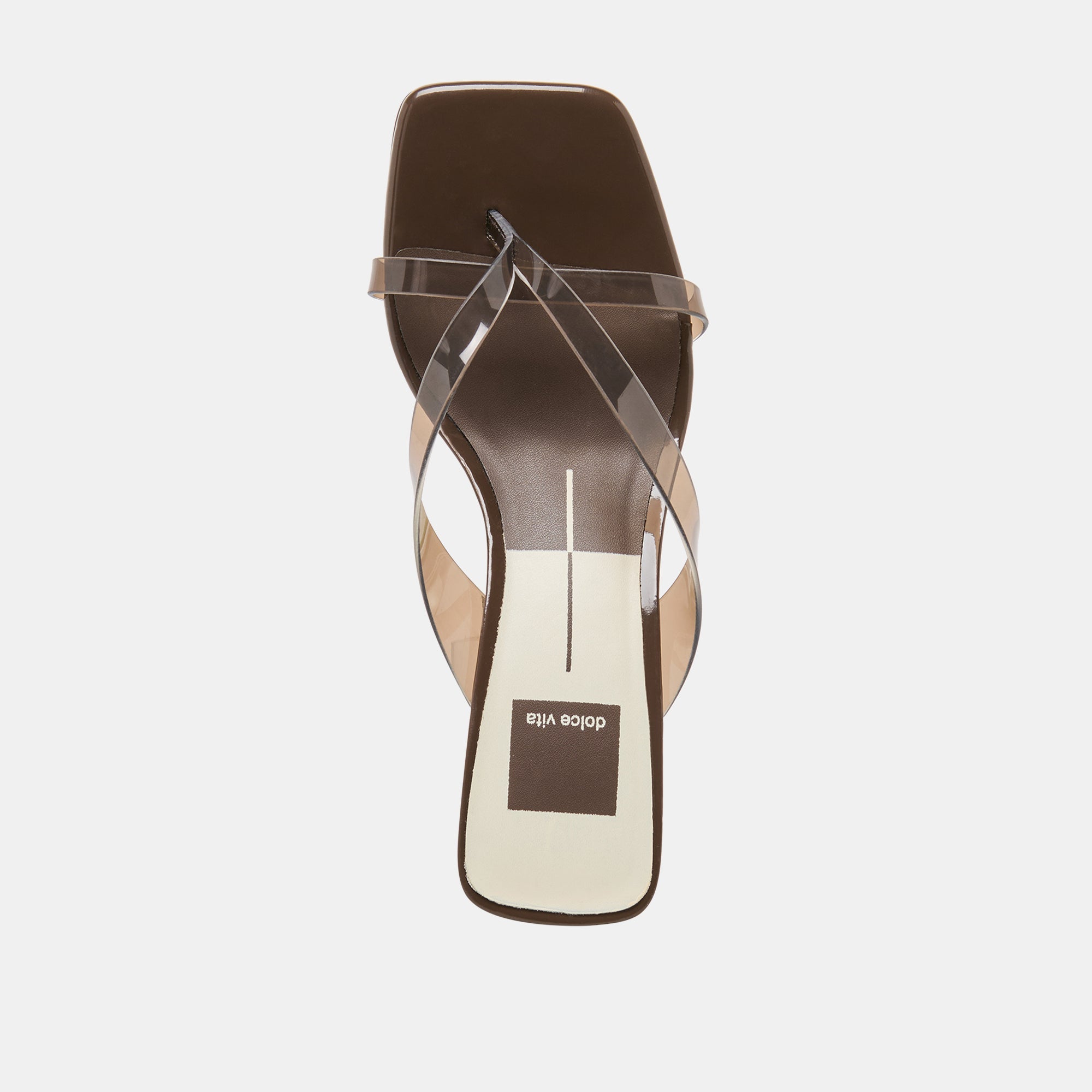 BREVEL VINYL WIDE HEELS DK BROWN JELLY