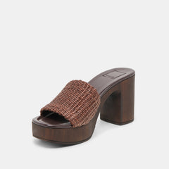 CELEST HEELS CHOCOLATE RAFFIA