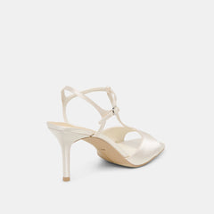 HILERY HEELS OFF WHITE SATIN