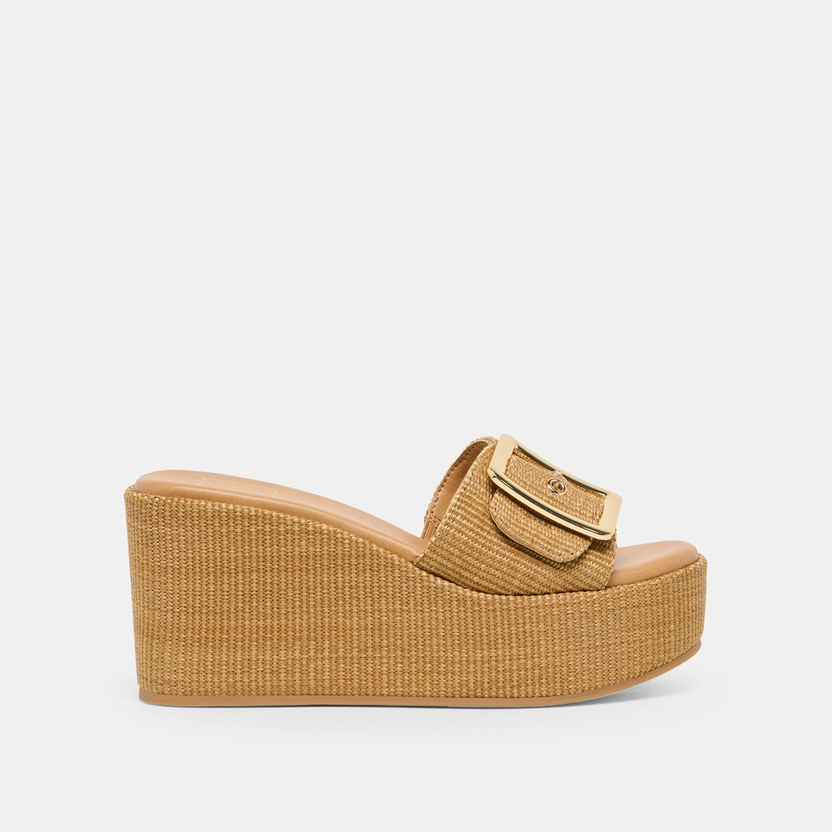 JILIAN WIDE WEDGES MOCHA RAFFIA