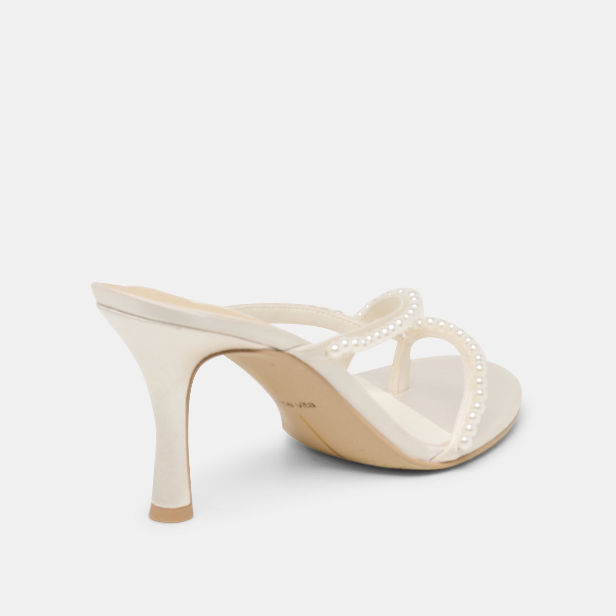 LIANO PEARL HEELS OFF WHITE SATIN