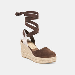 NOURA WEDGES DK BROWN SUEDE