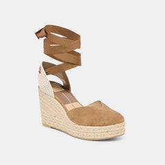 NOURA WEDGES LT BROWN SUEDE