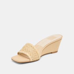 QAILY WIDE WEDGES LT NATURAL RAFFIA