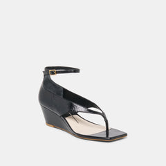 QUINNY WEDGES BLACK LEATHER