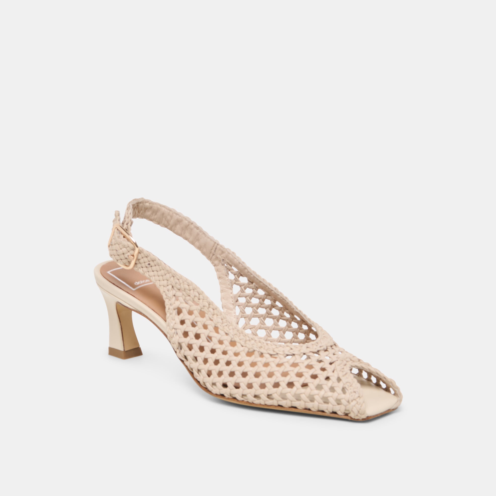 REMLA HEELS BONE WOVEN LEATHER