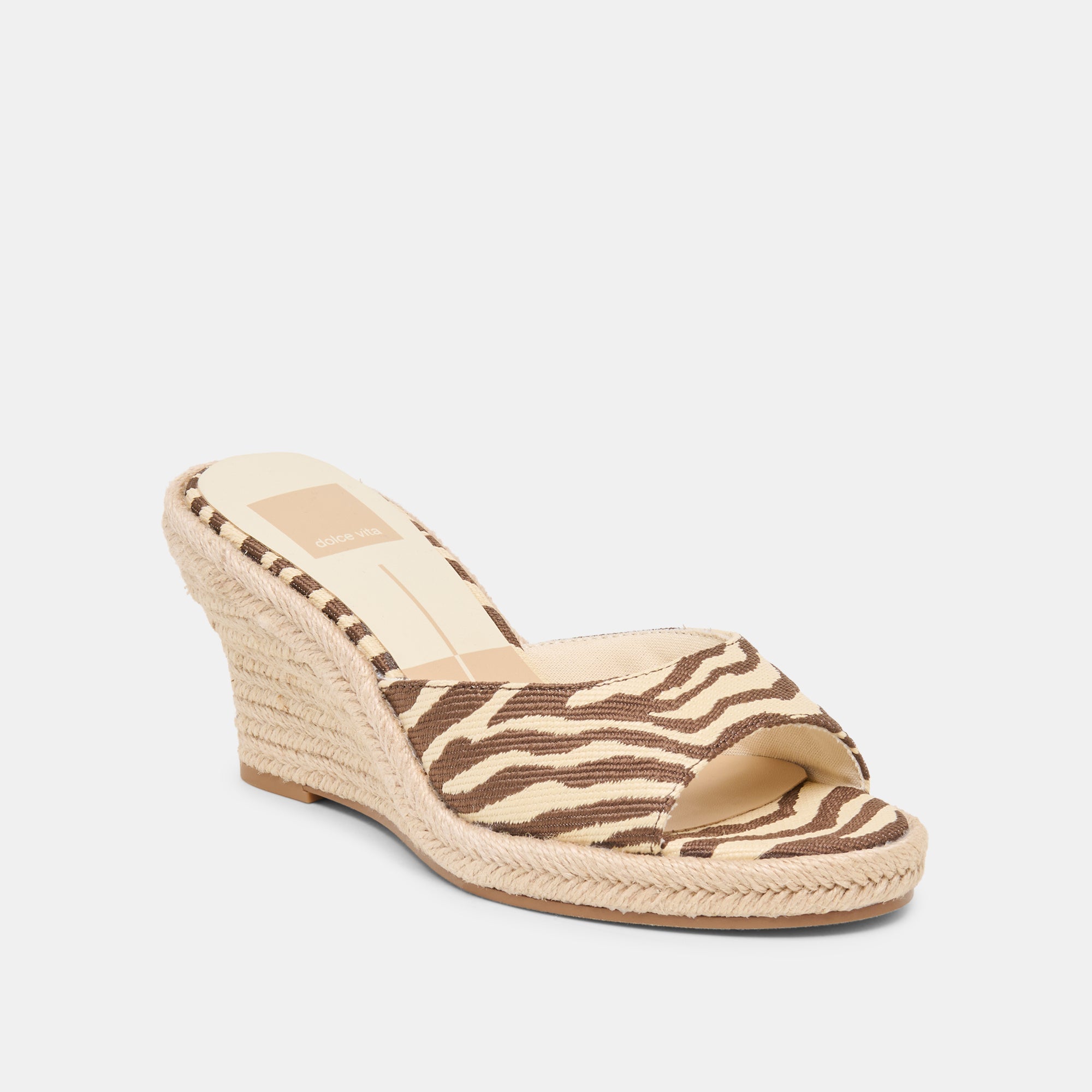 VAYA WEDGES BEIGE ZEBRA RAFFIA