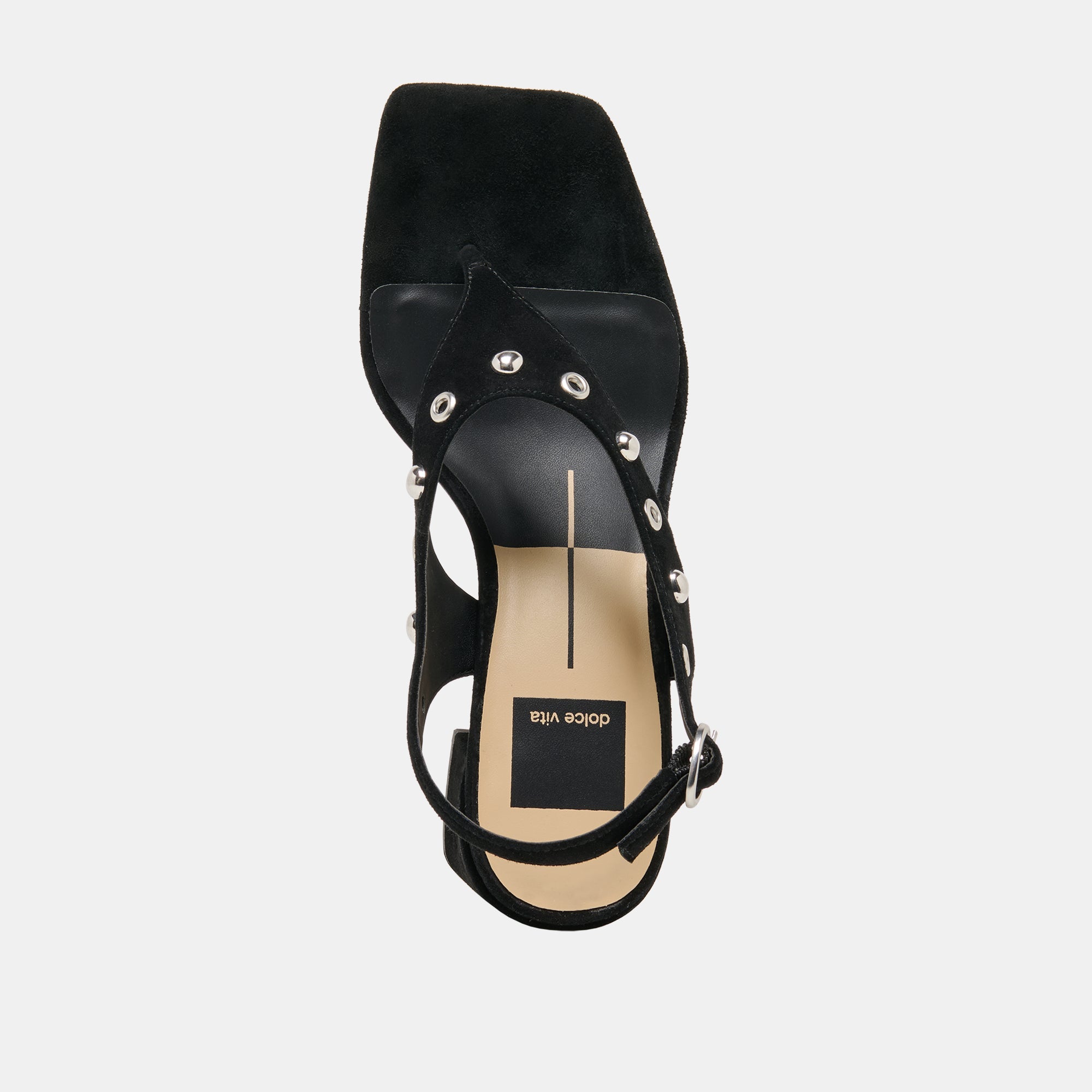 YVES STUD HEELS ONYX SUEDE