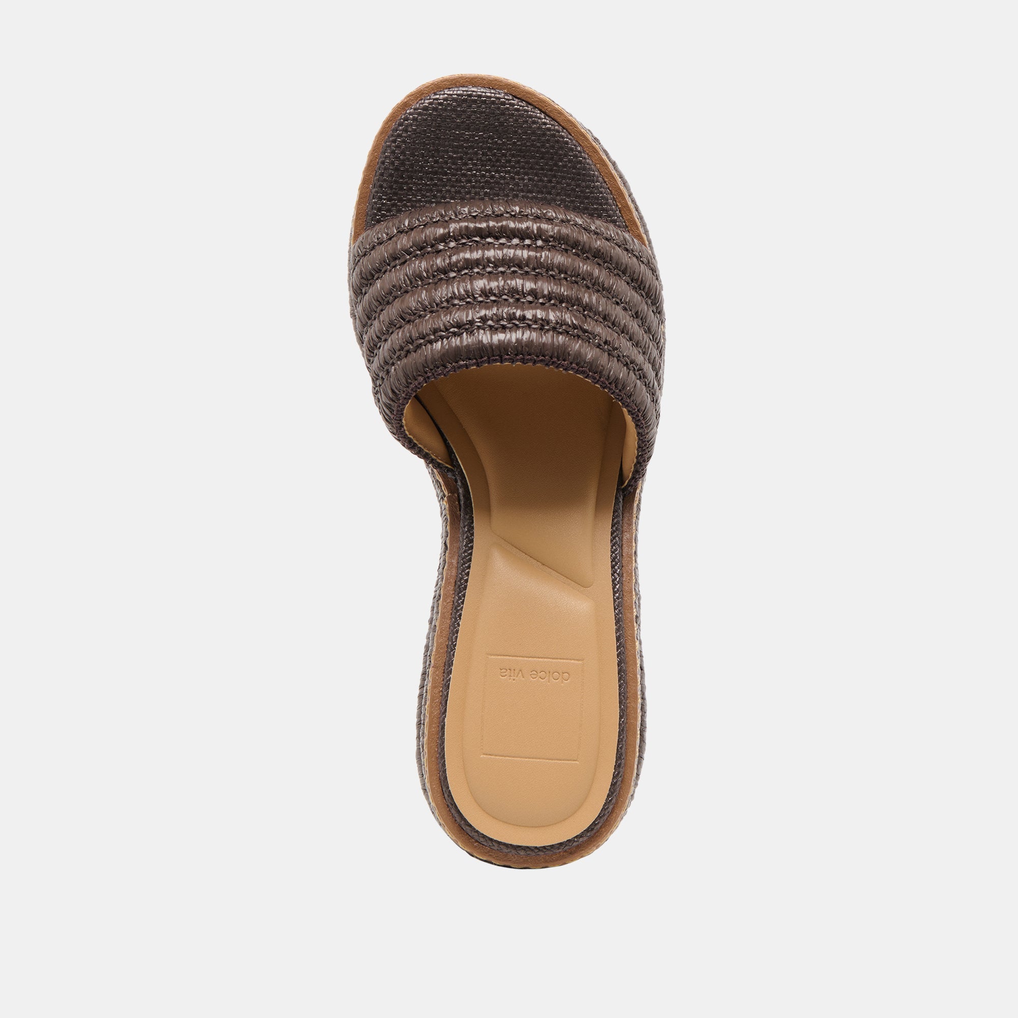 THRONE WIDE WEDGES CHOCOLATE RAFFIA