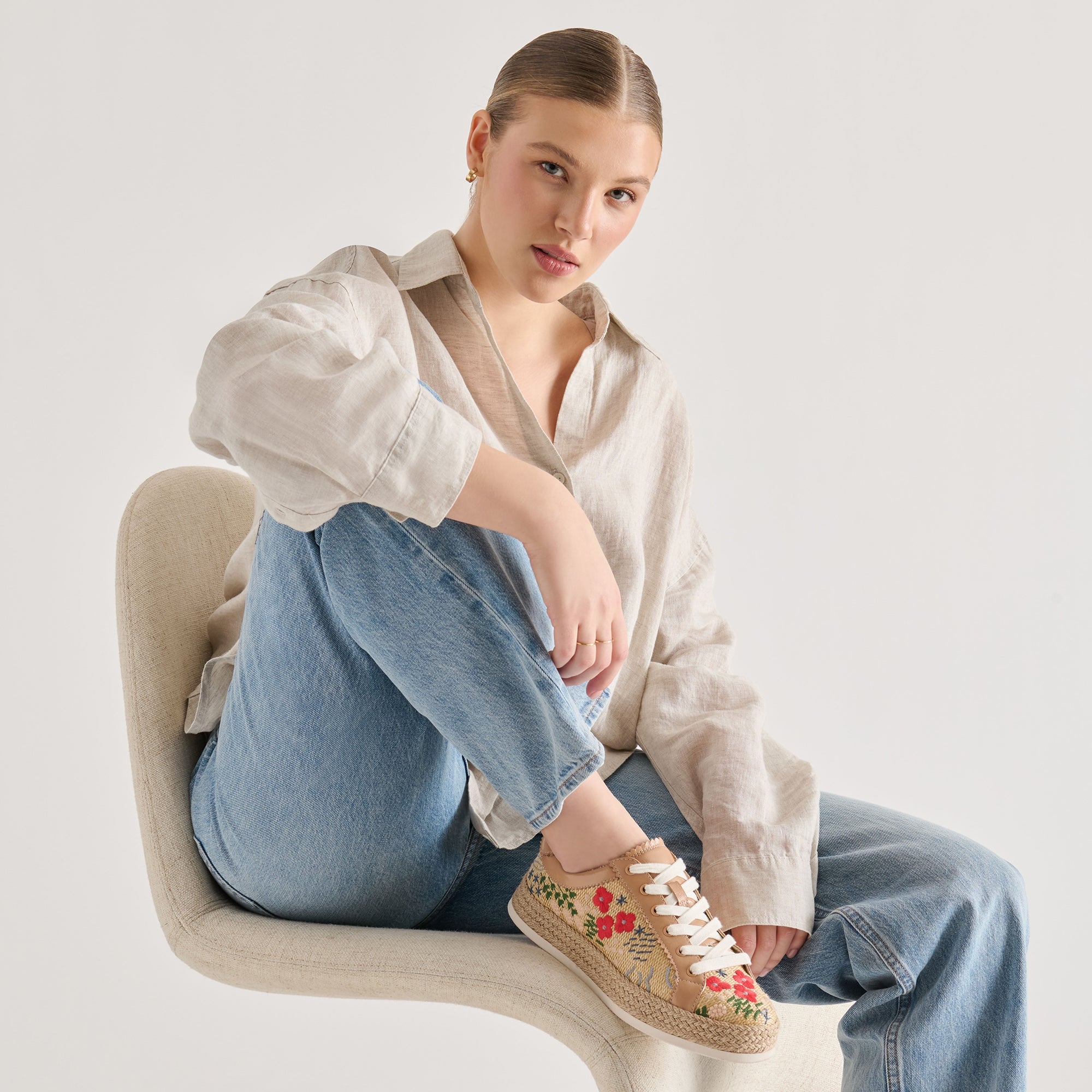 AZALIA SNEAKERS SAND FLORAL RAFFIA