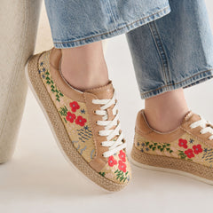 AZALIA SNEAKERS SAND FLORAL RAFFIA