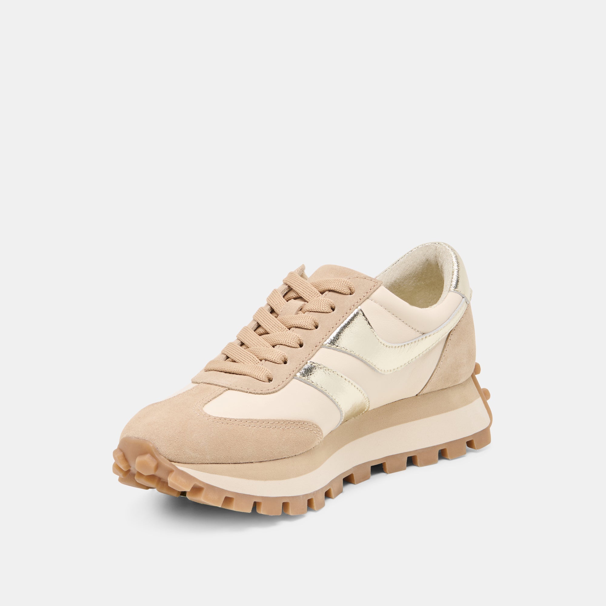 TRESA SNEAKERS WHITE GOLD SUEDE