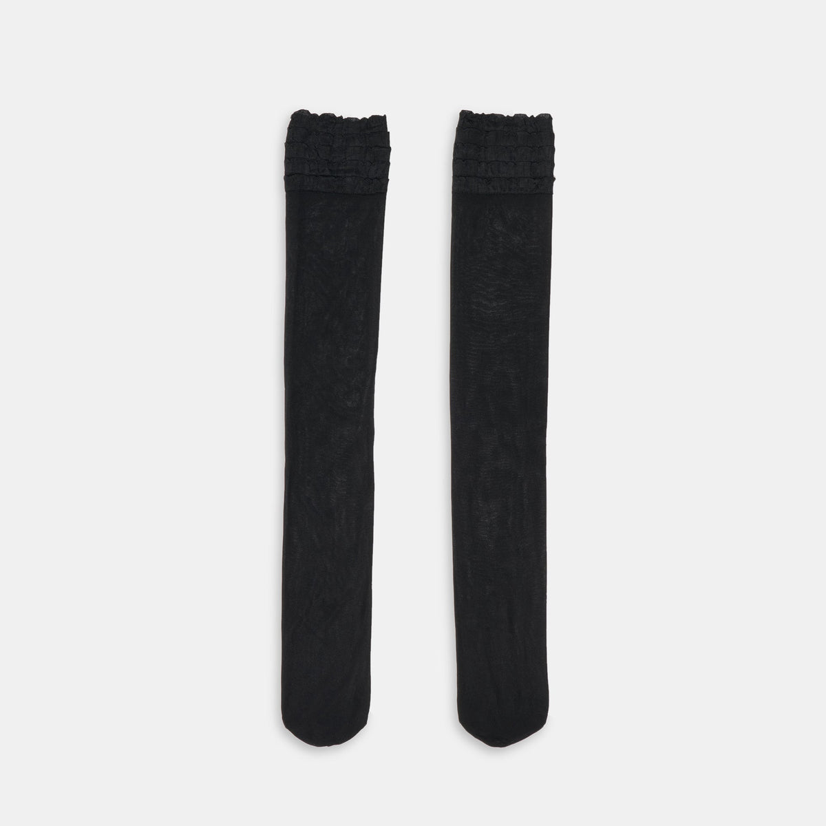RUFFLE SHEER KNEE HIGH SOCKS BLACK