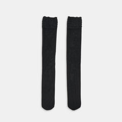 RUFFLE SHEER KNEE HIGH SOCKS BLACK